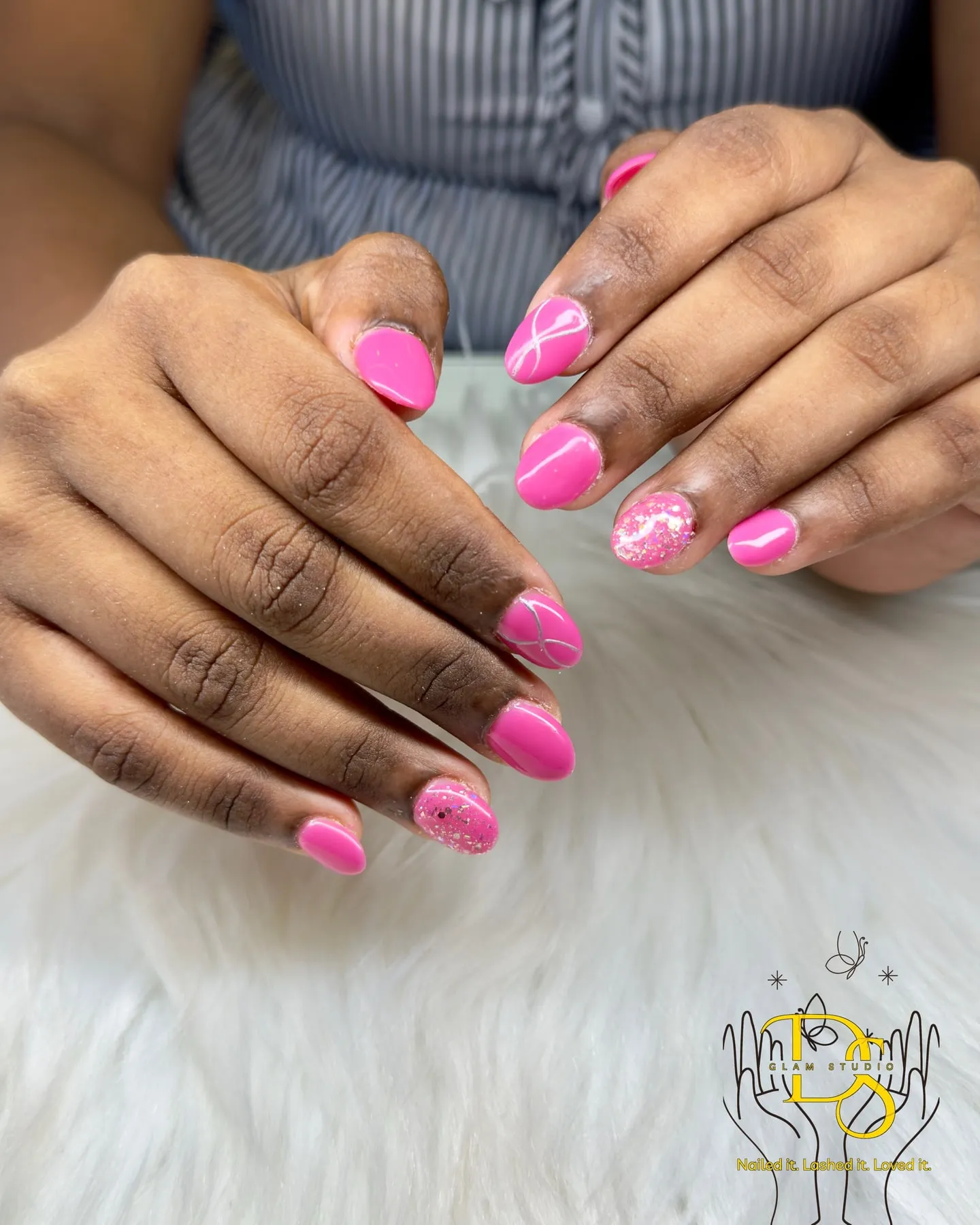 Hot pink almond nails